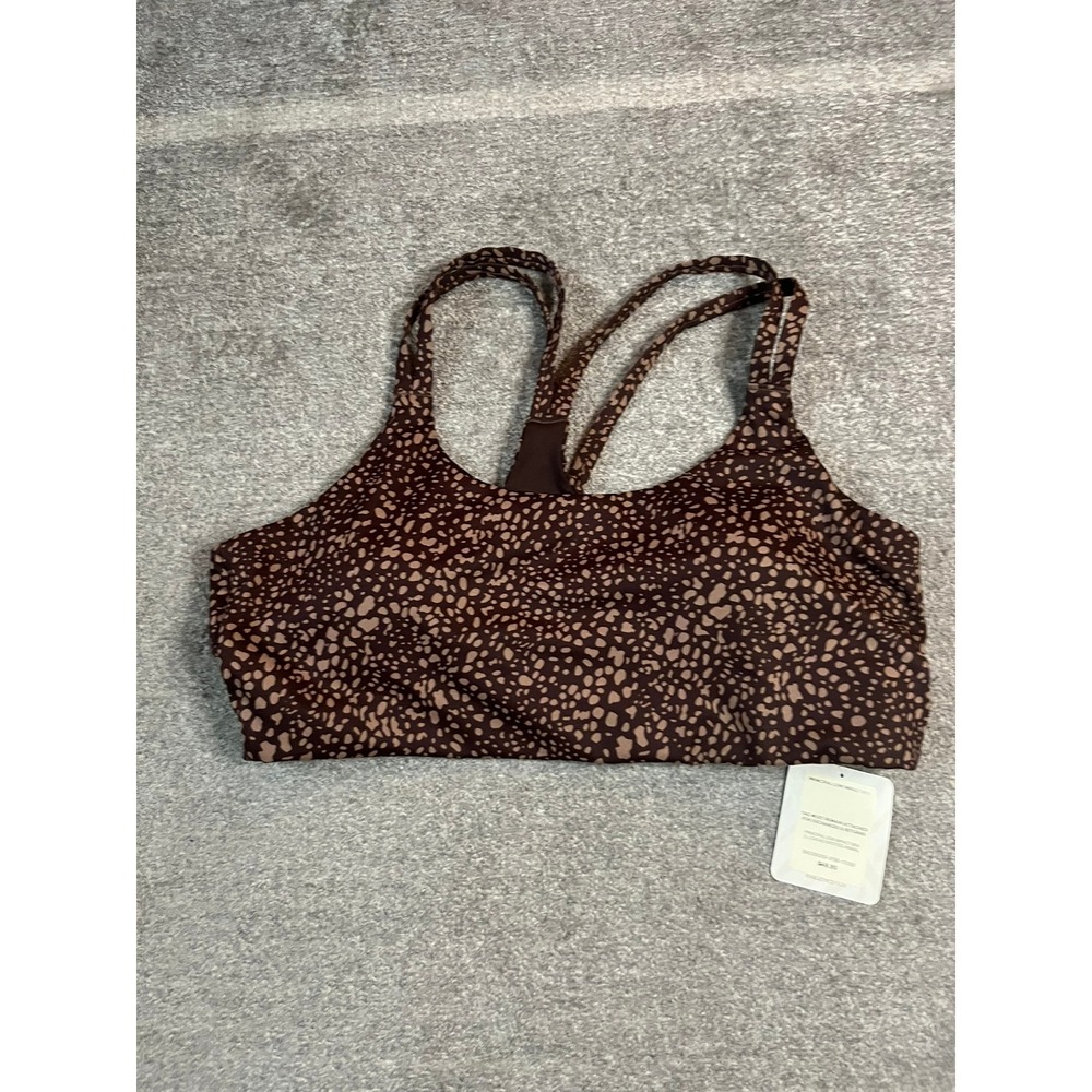 Fabletics Principal Low Impact Bra Size L Spotted Animal Brown Sports Athletic